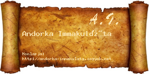 Andorka Immakuláta névjegykártya
